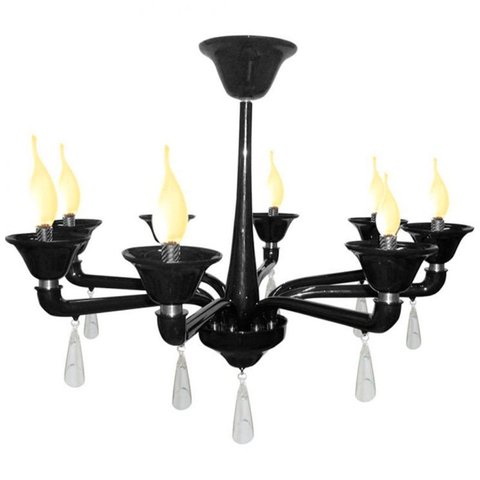 Pendente Cananeia Polietileno 86cm E-14 8 Lâmpadas Max 60W Preto