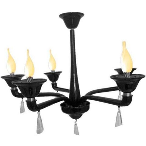 Pendente Cananeia Polietileno 86cm E-14 5 Lâmpadas Max 60W Preto