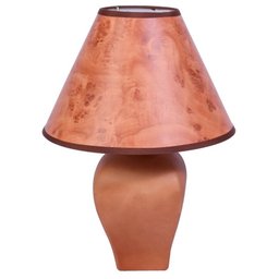 Abajur Mascote 34cm Base Cerâmica Marron E27 Max 60W Cúpula Amadeirada - 1