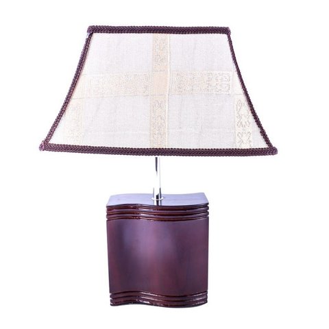 Abajur Solel 40cm Base Cerâmica Marron E27 Max 40W Cúpula Decorada