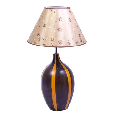 Abajur Sonho 70cm Base Cerâmica Marron Escuro E27 40W Cúpula Tecido Floral