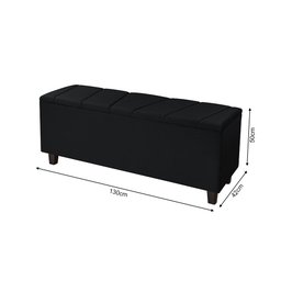 Recamier Baú Estofado Veludo Preto Luxo 1,30m - 4