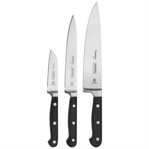 Jogo Facas De Cozinha 3 Peças Preto 24099037 Tramontina