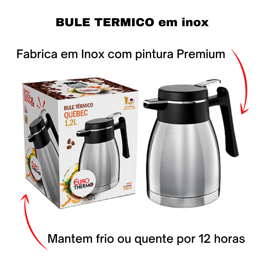 Bule Termico com Gatilho Garrafa para Cafe Chá Aço Inox Grande com Sistema Antigotejamento 1,2 Litro - 4