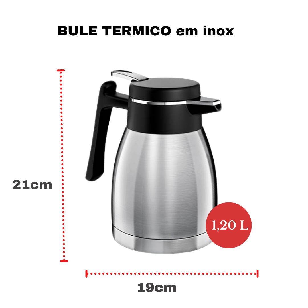 Bule Termico com Gatilho Garrafa para Cafe Chá Aço Inox Grande com Sistema Antigotejamento 1,2 Litro - 3