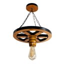 Ver imagem 6 de Pendente Luminária Lustre Roda de Carroça 33cm de Madeira Maciça - Cerejeira + Lâmpada