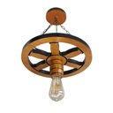 Ver imagem 4 de Pendente Luminária Lustre Roda de Carroça 33cm de Madeira Maciça - Cerejeira + Lâmpada