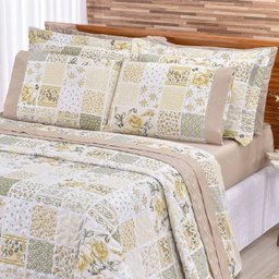 Cobre Leito Requinte Caqui/Verde Casal Dupla Face Percal 180 fios 03 peças - 2 Cobre Leito Requinte Caqui/Verde Casal Dupla Face Percal 180 fios 03 peças - 2