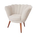 Ver imagem 1 de Poltrona Pétala de Flor para Esmalteria Veludo Bege Pés Palito em Madeira Maciça