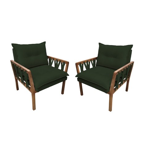 Kit 2 Poltronas Decorativa Luxo Safira Dora Bela Califónia 0130 Verde Musgo