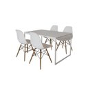 Ver imagem 2 de Mesa Industrial Base Ferro Branco Tampo 137x90 Branco 4 Cadeiras Eames Madeira Assento Branco