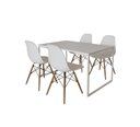 Ver imagem 2 de Mesa Industrial Base Ferro Branco Tampo 137x90 Branco 4 Cadeiras Eames Madeira Assento Branco