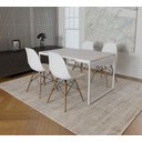 Ver imagem 1 de Mesa Industrial Base Ferro Branco Tampo 137x90 Branco 4 Cadeiras Eames Madeira Assento Branco