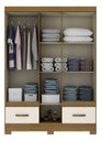 Ver imagem 2 de Guarda Roupas Casal Com 5 Portas 2 Gavetas Com Espelho B60 Nature / Off White - Briz Móveis