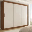 Ver imagem 1 de Guarda-roupa Casal Harvard 3 Portas 2 Gavetas 100% Mdf Off White/nogueira - Panorama Móveis