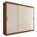 Ver imagem 4 de Guarda-roupa Casal Harvard 3 Portas 2 Gavetas 100% Mdf Off White/nogueira - Panorama Móveis