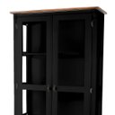 Ver imagem 4 de Cristaleira de Madeira Maciça 2 Portas 1 Gaveta Pés Torneados - Preto com Tampo e Base Imbuia Glazer