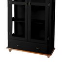 Ver imagem 3 de Cristaleira de Madeira Maciça 2 Portas 1 Gaveta Pés Torneados - Preto com Tampo e Base Imbuia Glazer