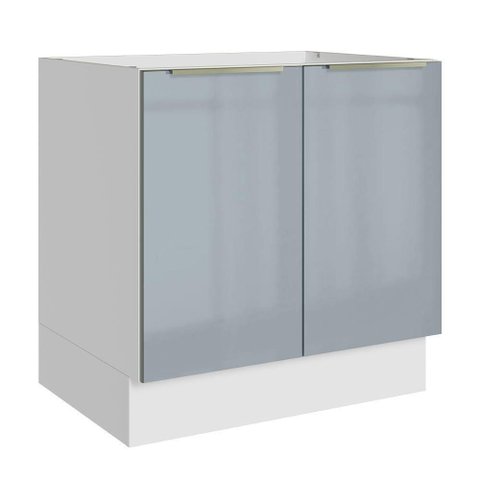 Balcão de Cozinha 80 Cm 2 Portas (sem Tampo) Branco/cinza Lux Madesa Branco/cinza