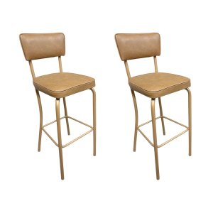 Combo 2 Banquetas Olivia Altura 65cm para Bar e Cozinha Dourado Fosco com Assento Confortável Cor Ca