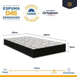 Cama Box Baú com Colchão de Espuma D45 Ortobom Airtech 150 + Auxiliar Unique Solteiro 88cm - 4