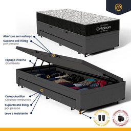 Cama Box Baú com Colchão de Espuma D45 Ortobom Airtech 150 + Auxiliar Unique Solteiro 88cm - 5