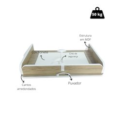 Fraldário Retrátil para Bebê Dobrável Amadeirado com Branco - 2