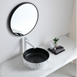Cuba Apoio Evier Banheiro Black And White Marble 36x12 - 1