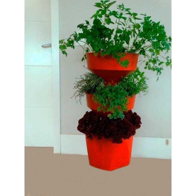 Ver imagem 2 de Horta Vertical Auto Irrigável Verde Vida - Não Acompanha Rodízio Cor Telha