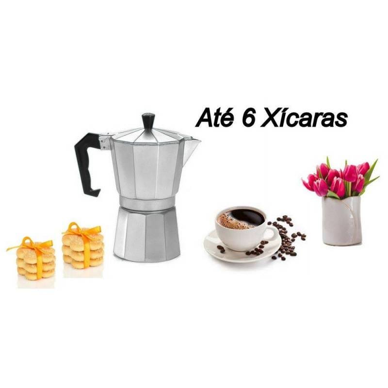 Cafeteira Moca Bule Italiana Alumínio 6 Xícaras Com Válvula Segurança - 6