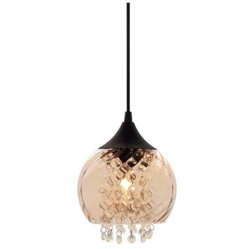Pendente Vidro Rigato com Cristal Elisabeth Taschibra Conhaque - 1