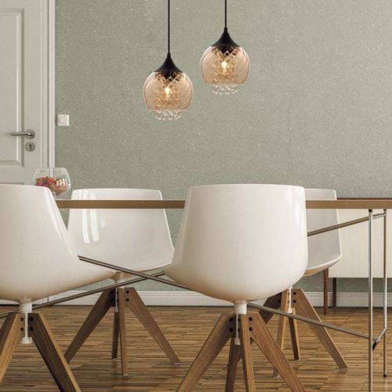 Ver imagem 2 de Pendente Vidro Rigato com Cristal Elisabeth Taschibra Conhaque