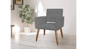 Ver imagem 3 de Poltrona Decorativa Camila Suede Cinza Pés Madeira Ms Decor