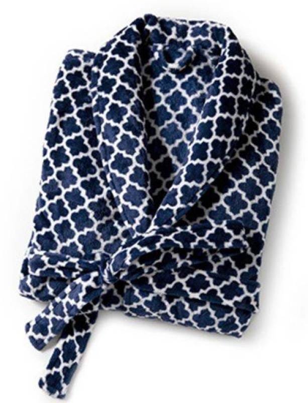 Roupão Microfibra Adulto Estampado Clover Marinho P 56x96cm Corttex - 1