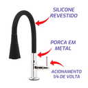 Ver imagem 3 de Torneira Cozinha Flexivel 1/4"v Slim Cone Cromada/preta - Good