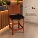 Ver imagem 5 de Banqueta Turmalina Courino Preto e Madeira Maciça com Apoio