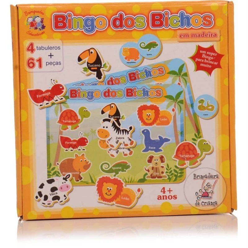 Jogo Educativo Bingo Dos Bichos Madeira Alta Qualidade - 2