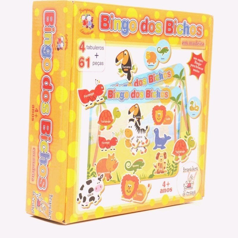 Jogo Educativo Bingo Dos Bichos Madeira Alta Qualidade - 3