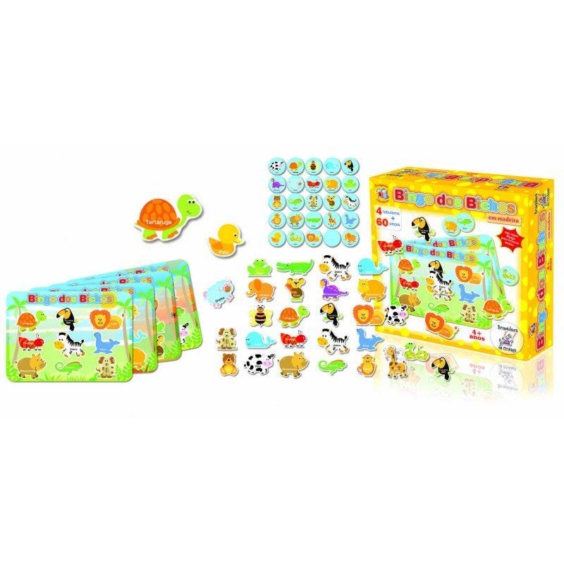 Jogo Educativo Bingo Dos Bichos Madeira Alta Qualidade
