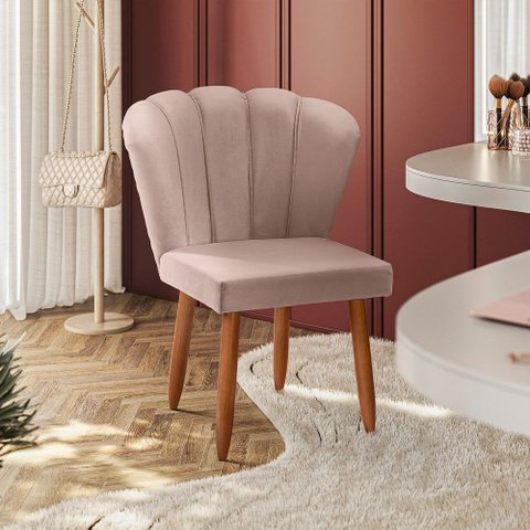 Cadeira Poltrona Pétala Yasmin Sala Estar Penteadeira e Salão Veludo