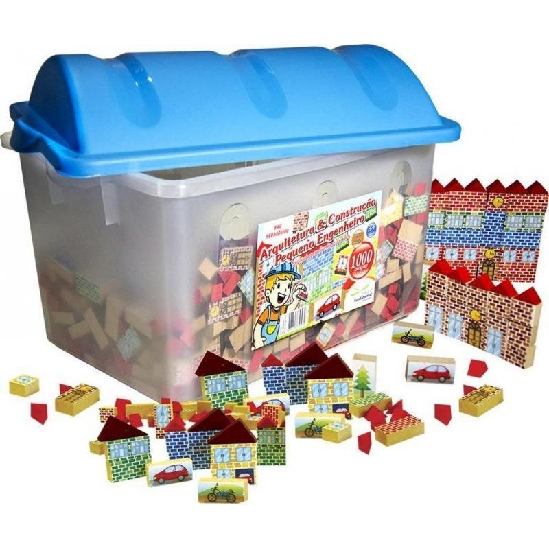 Baú Pequeno Engenheiro Com 1000 peças em mdf - 1