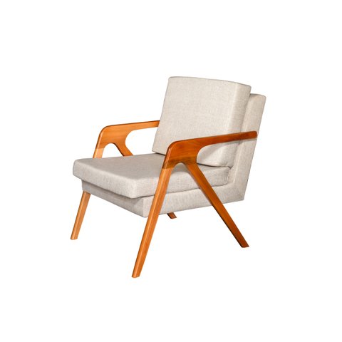 Poltrona decorativa Mona Luxo Dora Bela - Bege Linho