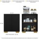 Ver imagem 6 de Aparador Buffet 2 Portas Com Pés Quadrados Veneza Multimóveis V3610 Preto/Natural Preto/Natural