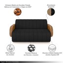 Ver imagem 3 de Sofá Decorativo Living Sala de Estar Bornéu 168cm Pés de Madeira Pu/veludo Caramelo/preto G33 - Gran