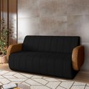 Ver imagem 1 de Sofá Decorativo Living Sala de Estar Bornéu 168cm Pés de Madeira Pu/veludo Caramelo/preto G33 - Gran