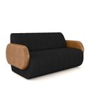 Ver imagem 2 de Sofá Decorativo Living Sala de Estar Bornéu 168cm Pés de Madeira Pu/veludo Caramelo/preto G33 - Gran