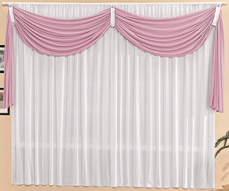 Ver imagem 1 de Cortina para Quarto Rosa 2,00 x 1,70 com Bandô para Varão Simples 2,00 Metros