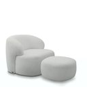 Ver imagem 2 de Conjunto Poltrona Base Fixa e Puff Decorativo Charlote Sala de Estar Bouclê Cinza G88 - Gran Belo