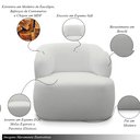 Ver imagem 3 de Conjunto Poltrona Base Fixa e Puff Decorativo Charlote Sala de Estar Bouclê Cinza G88 - Gran Belo