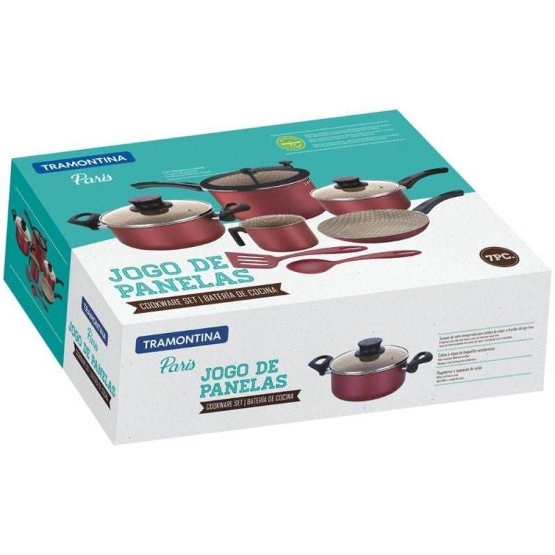 Jogo de Panelas Tramontina Paris com Revestimento Antiaderente 7 Peças Vermelho - 5
